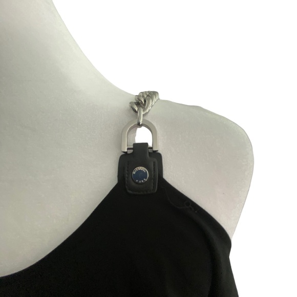Michael Kors Chain Straps Cold Shoulder Shirt Dress Black Size Petite Small midi - Picture 9 of 15